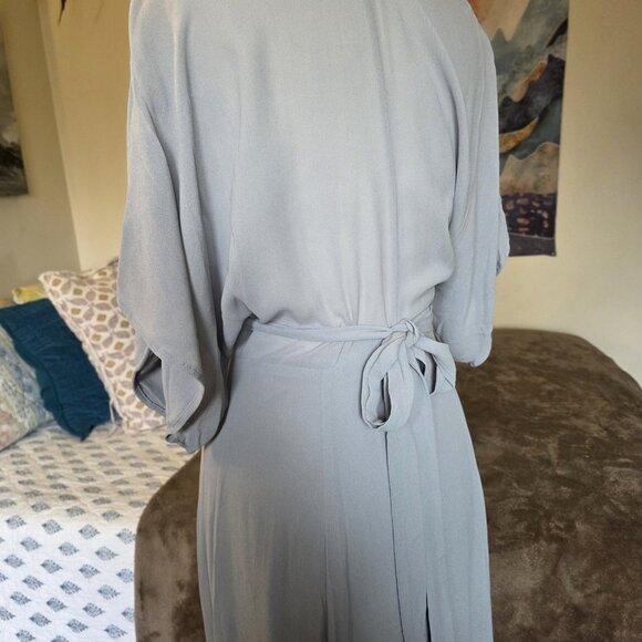 Reformation Winslow Wrap Maxi Dress Fog Gray Size S Kimono Sleeve Boho Long Gown - Picture 11 of 16